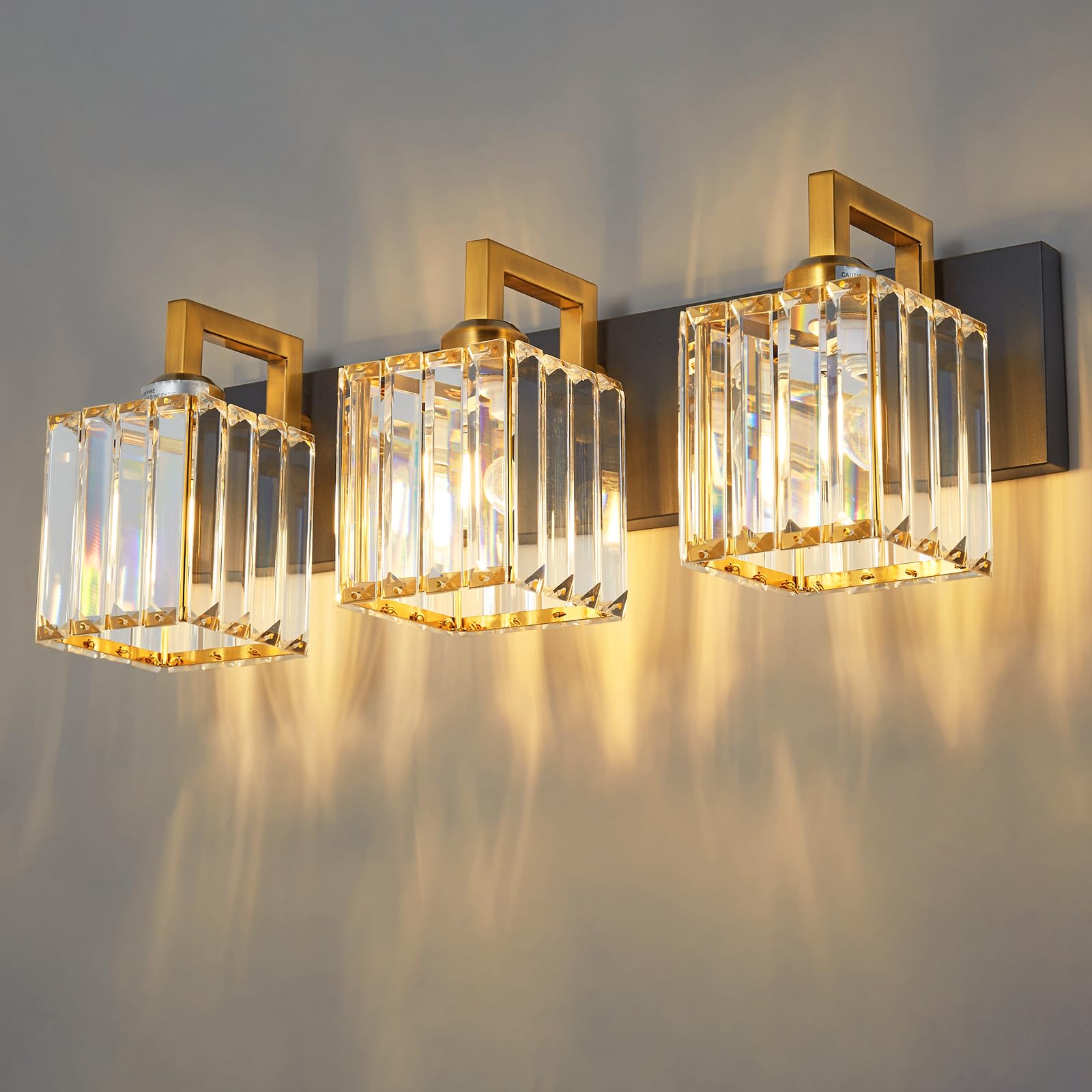 starlight✳︎ FDPBY Modern Bathroom Vanity Light 3-Lights Black Gold Crystal